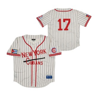 #17 New York Cubans Mesh Button-Down Replica Jersey Cream