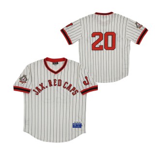 #20 Jacksonville Red Caps Mesh Replica V-Neck Jersey Cream