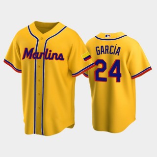 2022 Colombian Heritage Miami Marlins #24 Avisail Garcia Replica Yellow Jersey