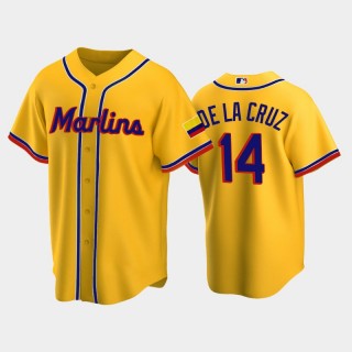 2022 Colombian Heritage Miami Marlins #14 Bryan De La Cruz Replica Yellow Jersey