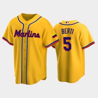 2022 Colombian Heritage Miami Marlins #5 Jon Berti Replica Yellow Jersey