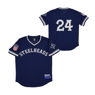 #24 Seattle Steelheads Mesh Replica V-Neck Jersey Navy