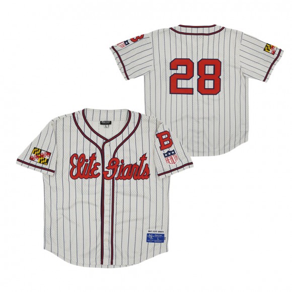 #28 Baltimore Elite Giants Mesh Button-Down Replica Jersey Cream