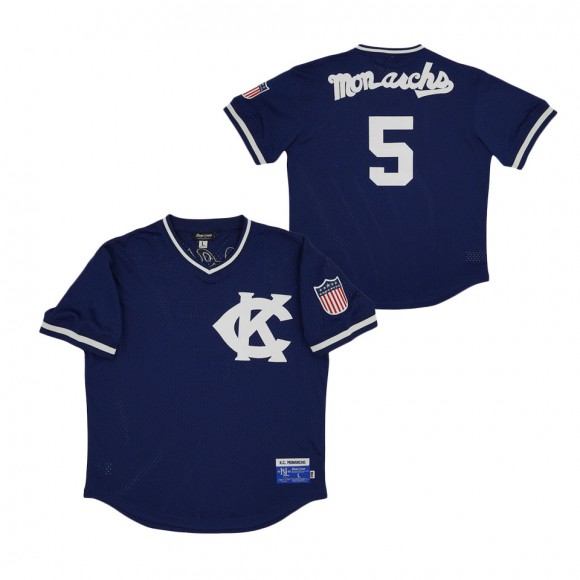 #5 Kansas City Monarchs Mesh Replica V-Neck Jersey Navy