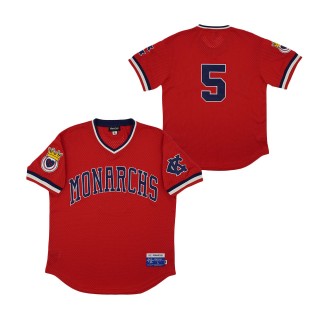 #5 Kansas City Monarchs Mesh Replica V-Neck Jersey Red