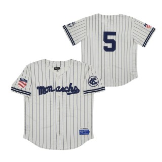 #5 Kansas City Monarchs Rings Crwns Mesh Button-Down Replica Jersey Cream