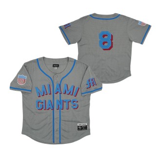 #8 Miami Giants Mesh Button-Down Replica Jersey Gray