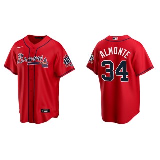 Men's Abraham Almonte Atlanta Braves Nike Red Alternate 150th Anniversary Replica Jersey