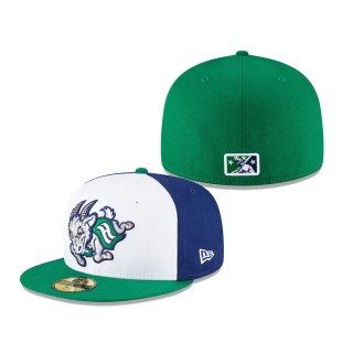 Hartford Yard Goats New Era White Green Alternate Team Logo Game Authentic Collection On-Field 59FIFTY Fitted Hat