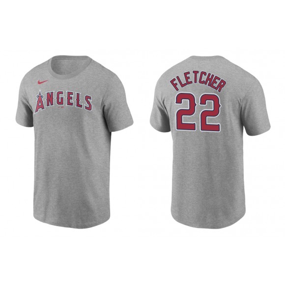 Angels David Fletcher Gray Name Number Nike T-Shirt