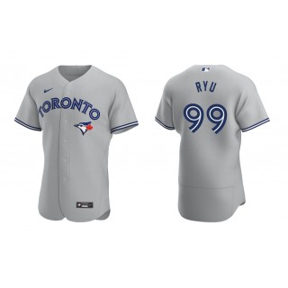 Blue Jays Hyun-Jin Ryu Gray Authentic Road Jersey