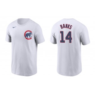 Cubs Ernie Banks White Name Number Nike T-Shirt