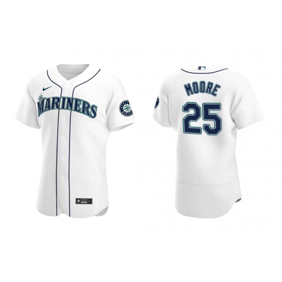 Mariners Dylan Moore White Authentic Home Jersey