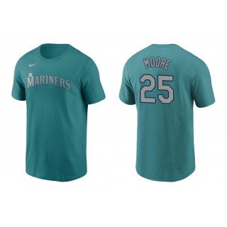 Mariners Dylan Moore Aqua Name Number Nike T-Shirt