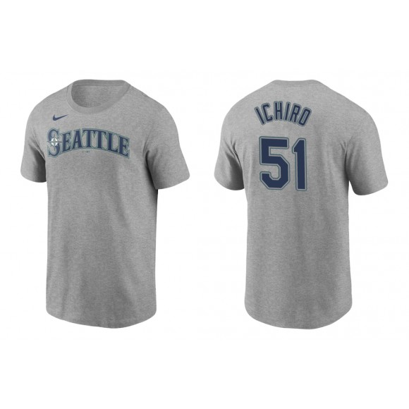 Mariners Ichiro Suzuki Gray Name Number Nike T-Shirt