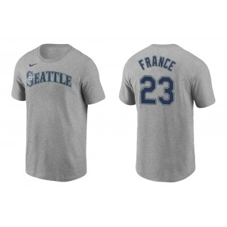 Mariners Ty France Gray Name Number Nike T-Shirt