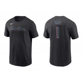 Marlins Isan Diaz Black Name Number Nike T-Shirt