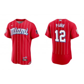 Marlins Joe Panik Red 2021 City Connect Authentic Jersey