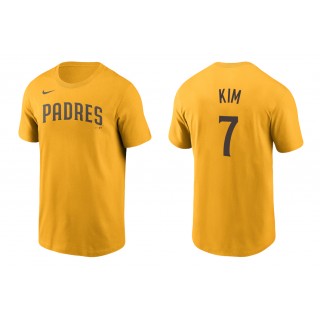 Padres Ha-Seong Kim Gold Name Number Nike T-Shirt