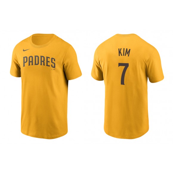 Padres Ha-Seong Kim Gold Name Number Nike T-Shirt