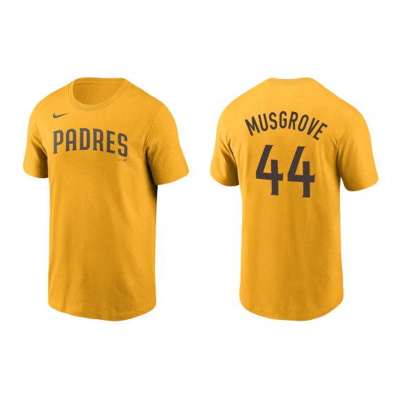 Padres Joe Musgrove Gold Name Number Nike T-Shirt