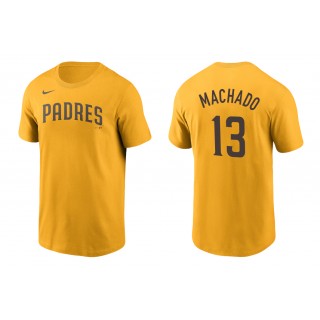 Padres Manny Machado Gold Name Number Nike T-Shirt