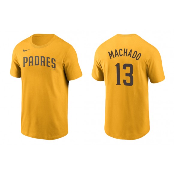 Padres Manny Machado Gold Name Number Nike T-Shirt