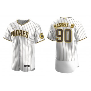 Padres Robert Hassell III White Brown Authentic Alternate Jersey