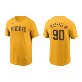 Padres Robert Hassell III Gold Name Number Nike T-Shirt