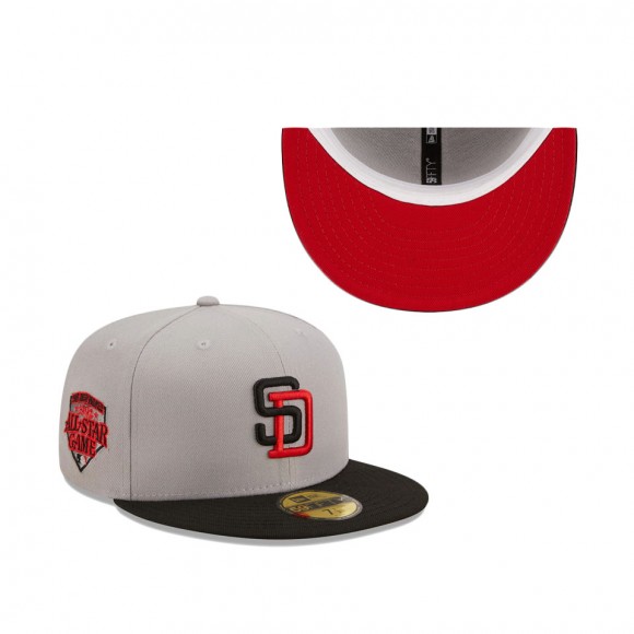 San Diego Padres 1992 All-Star Game Red Undervisor 59FIFTY Fitted Hat Gray Black