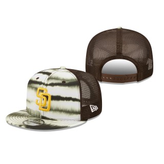 San Diego Padres Tie-Dye Wave Trucker 9FIFTY Snapback Hat White Brown