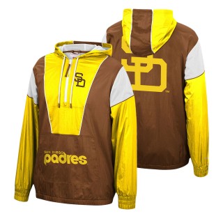 San Diego Padres Brown Highlight Reel Windbreaker Half-Zip Hoodie Jacket