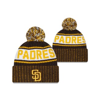 Padres New Era Marl Cuffed Knit Hat with Pom Brown