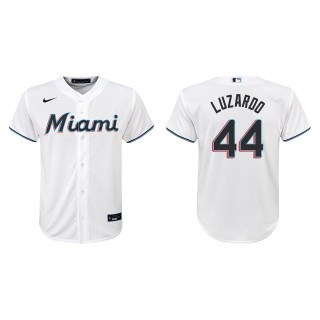 Youth Miami Marlins Jesus Luzardo White Replica Home Jersey