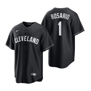 Amed Rosario Indians Nike Black White 2021 All Black Fashion Replica Jersey