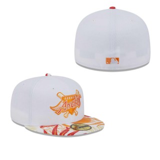 Anaheim Angels White Orange Cooperstown Collection Flamingo 59FIFTY Fitted Hat