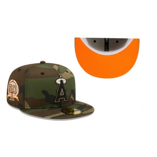 Los Angeles Angels Camo 50th Anniversary Flame Undervisor 59FIFTY Hat