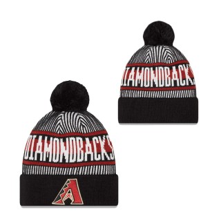 Men's Arizona Diamondbacks Black Striped Cuffed Knit Hat with Pom