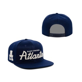 NLB Atlanta Black Crackers Rings & Crwns Navy Snapback Hat