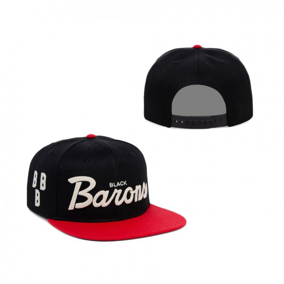 NLB Birmingham Black Barons Rings & Crwns Black Red Snapback Hat