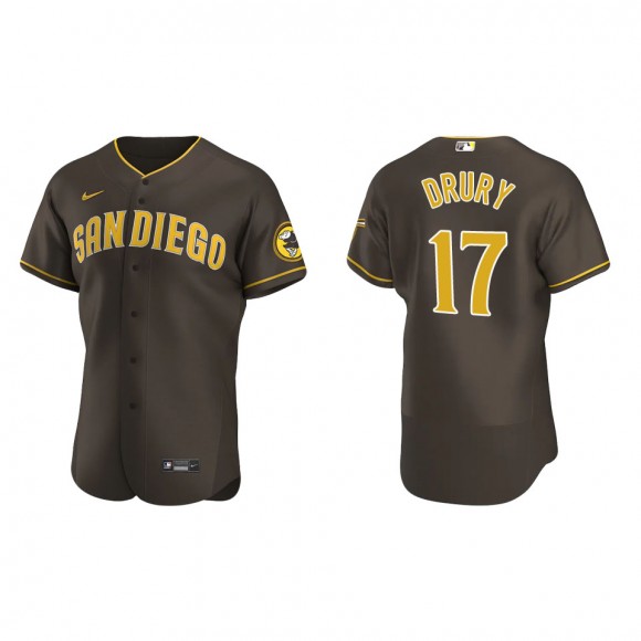 Men's San Diego Padres Brandon Drury Brown Authentic Road Jersey