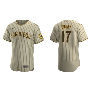 Men's San Diego Padres Brandon Drury White Brown Authentic Alternate Jersey