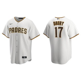 Men's San Diego Padres Brandon Drury White Brown Replica Home Jersey