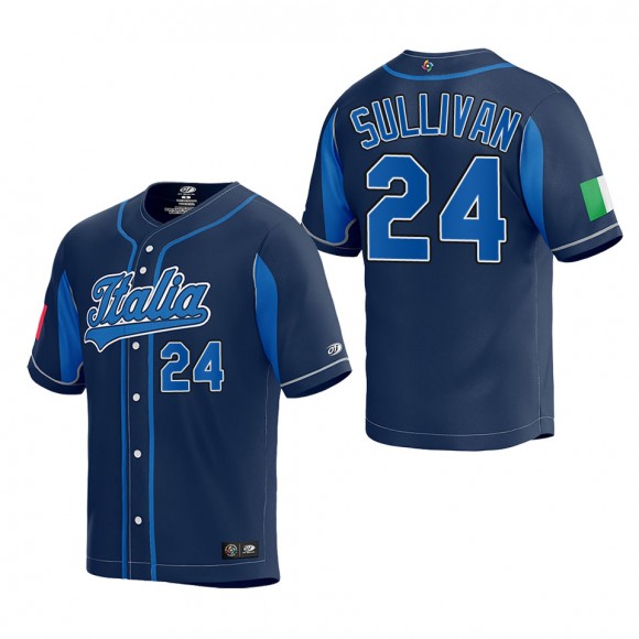 Brett Sullivan Italy Baseball Navy 2023 World Baseball Classic Replica Jersey