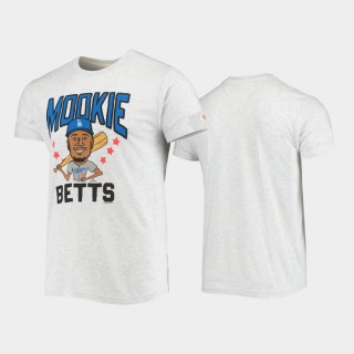 Los Angeles Dodgers Mookie Betts Homage Caricature White Tri-Blend T-Shirt Men's