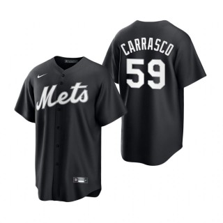 Carlos Carrasco Mets Nike Black White 2021 All Black Fashion Replica Jersey