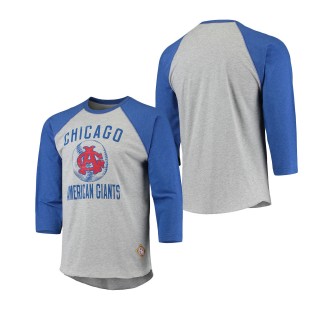 Chicago American Giants Stitches Negro League Wordmark Raglan 3-4-Sleeve T-Shirt Heathered Gray Royal