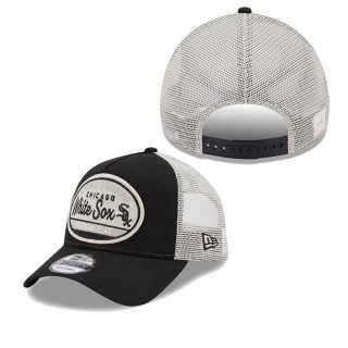 Men's Chicago White Sox Black 2023 Spring Training Patch A-Frame Trucker 9FORTY Snapback Hat