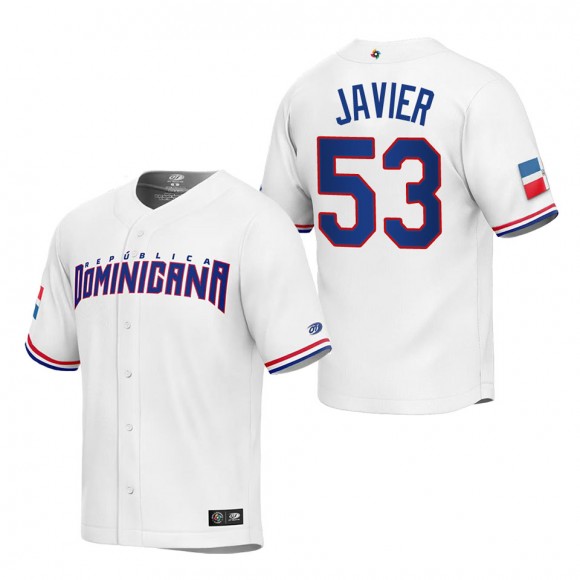 Cristian Javier Men's Dominican Republic Baseball White 2023 World Baseball Classic Replica Jersey