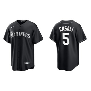 Men's Seattle Mariners Curt Casali Black White Replica Official Jersey